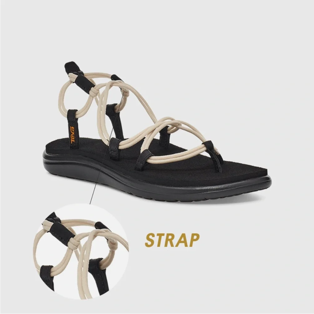 NWT! NEVER WORN! Teva Women's Voya Infinity Strappy Sandals - Black & White - Picture 3 of 9